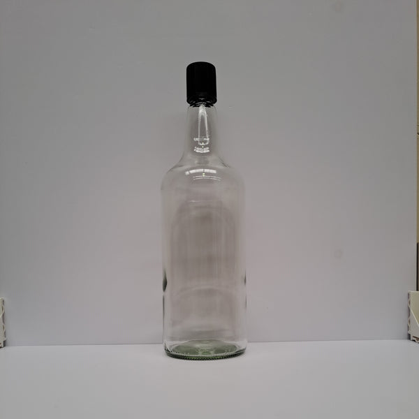 1125ml Glass Spirit Bottle & Black Plastic Wadded Cap ***Please read s ...